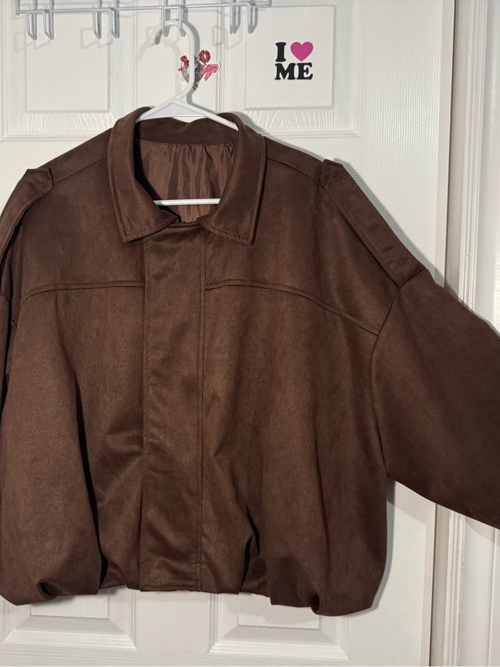 Women’s Brown Bomber Jacket - Classic Casual Coat - Picture 1 of 4